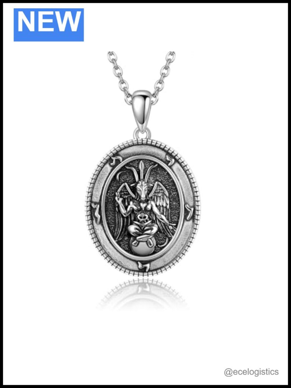 Sterling Silver Baphomet Goat Pendant Necklace 18-20in Occult Jewelry